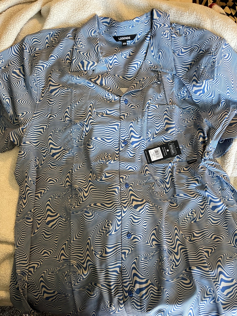Legends Xxl Men's Blue Patterned Short-Sleeve Shirt